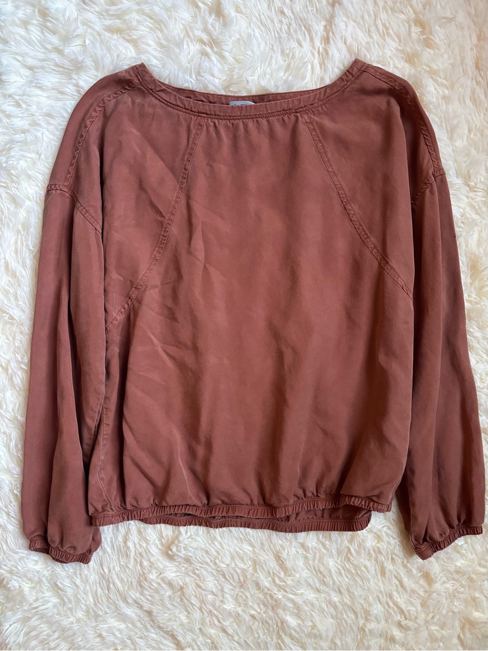 prAna Womens Long Sleeve Pullover Top Rust Brown Size Small